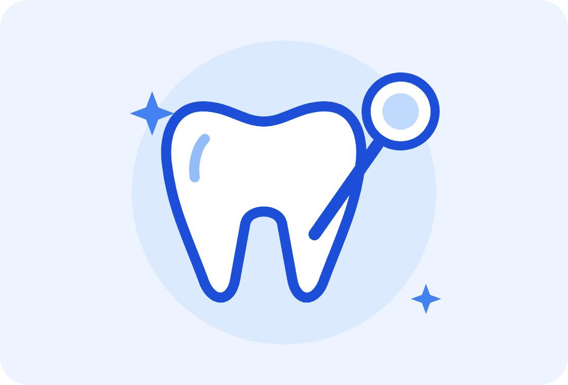 Illustration of a healthy tooth and a dental mirror